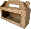 Ablakos, fóliás dobozok - Mézes doboz 3 üveges, méhsejt mintás (205x70x90 mm)
